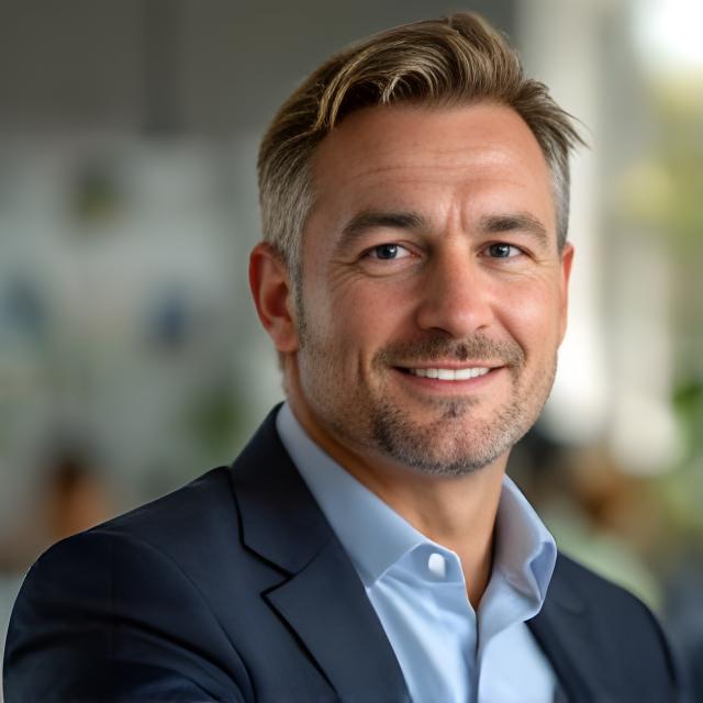 Thijmes in een licht kantoor in Tilburg met een transportdossier en glimlachende, professionele houding